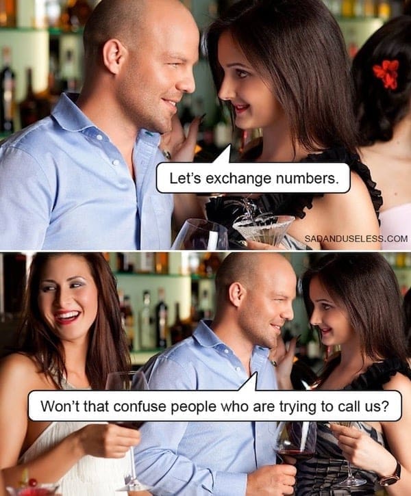 Let's exchange numbers. SADANDUSELESS.COM Won't that confuse people who are trying to call us?