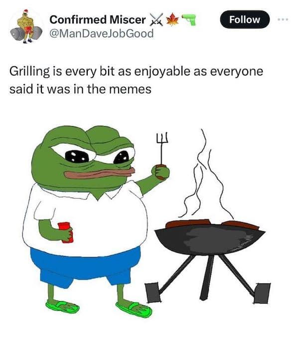 Grilling is every bit as enjoyable as everyone said it was in the memes