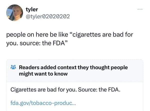 Cigarettes are bad for you. Source: the FDA.