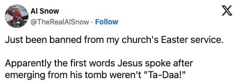 funny easter tweets, easter memes, Easter weekend humor, hilarious Easter social media posts, witty Easter jokes, Humorous Easter commentary, Easter Twitter trends, funny Easter memes