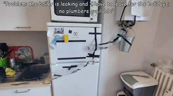 "Problem: the boiler is leaking and I have to leave for the holidays: no plumbers available"