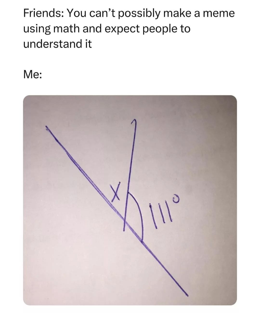 Friends: You can't possibly make a meme using math and expect people to understand it Me:
