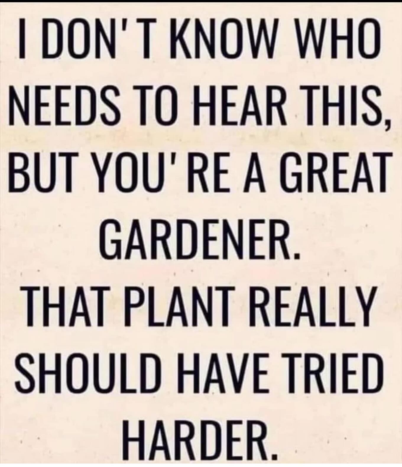 I DON'T KNOW WHO NEEDS TO HEAR THIS, BUT YOU'RE A GREAT GARDENER. THAT PLANT REALLY SHOULD HAVE TRIED HARDER.