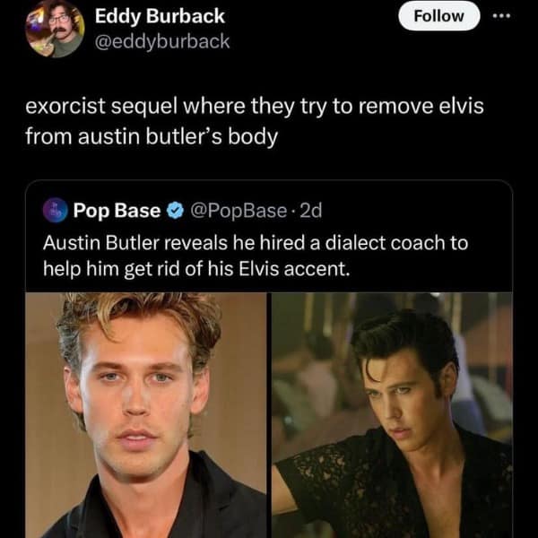 exorcist sequel where they try to remove elvis from austin butler's body