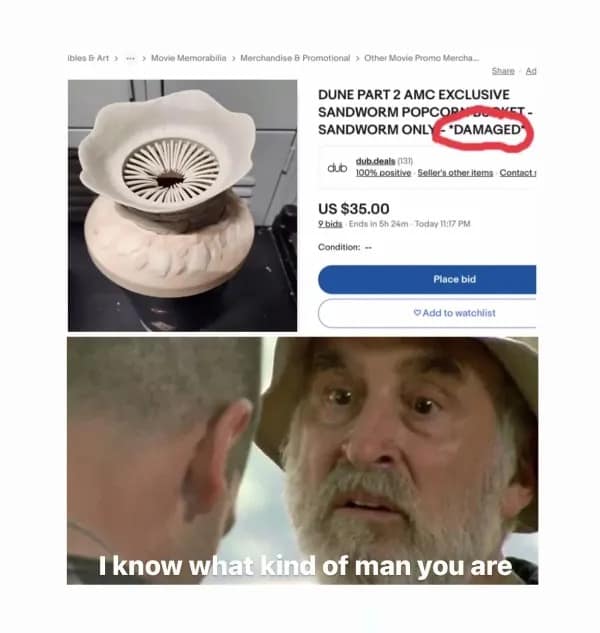 DUNE PART 2 AMC EXCLUSIVE SANDWORM POPCORN SANDWORM ONLY VICT -*DAMAGED"