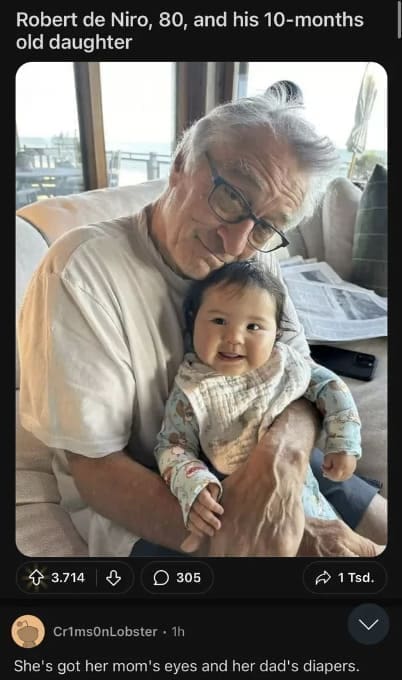 She's got her mom's eyes and her dad's diapers.