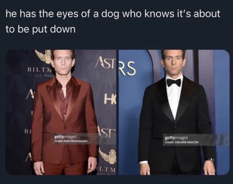 he has the eyes of a dog who knows it's about to be put down