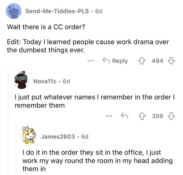 Wait there is a CC order? Edit: Today I learned people cause work drama over the dumbest things ever.