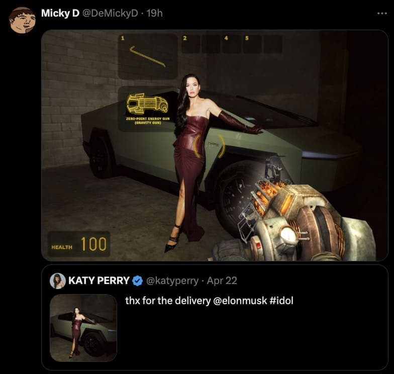 Katy Perry cybertruck memes, katy perry cybertruck, katy perry cybertruck tweet, Celebrity Memes, Cybertruck Memes, Tesla Cybertruck humor, Elon Musk truck jokes, Tesla memes