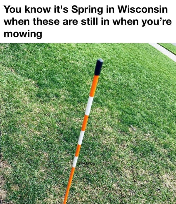 You know it's Spring in Wisconsin when these are still in when you're mowing