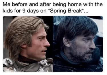 Me before and after being home with the kids for 9 days on *Spring Break*...