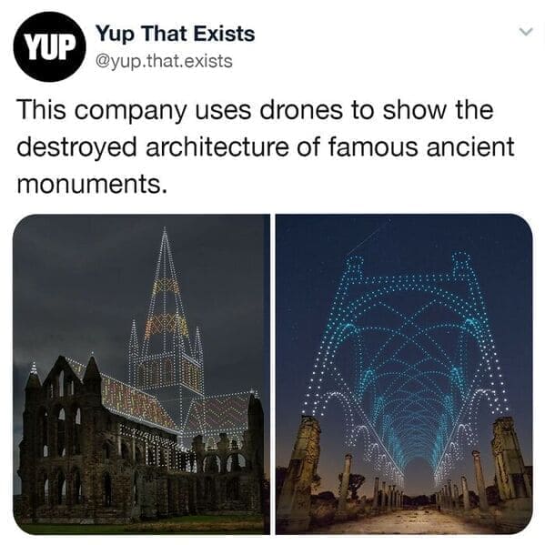 This company uses drones to show the destroyed architecture of famous ancient monuments.