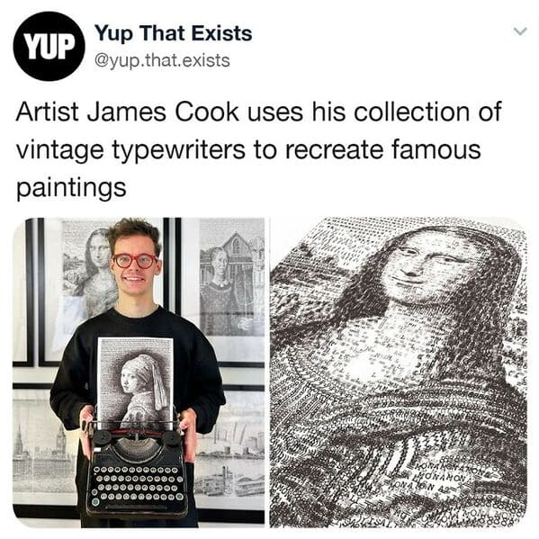 Artist James Cook uses his collection of vintage typewriters to recreate famous paintings