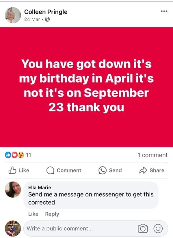 You have got down it's my birthday in April it's not it's on September 23 thank you