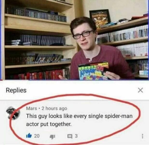 This guy looks like every single spider-man actor put together.