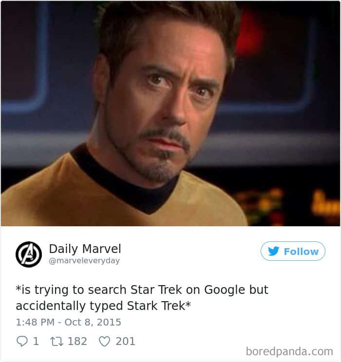 *is trying to search Star Trek on Google but accidentally typed Stark Trek*
