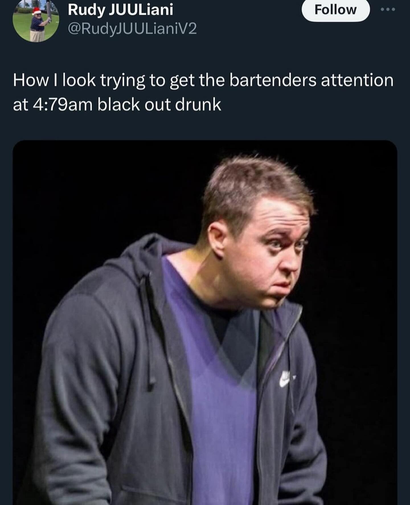 How I look trying to get the bartenders attention at 4:79am black out drunk