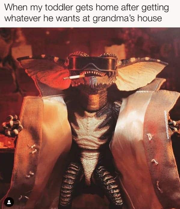 funny mom memes. When my toddler gets home after getting whatever he wants at grandma's house