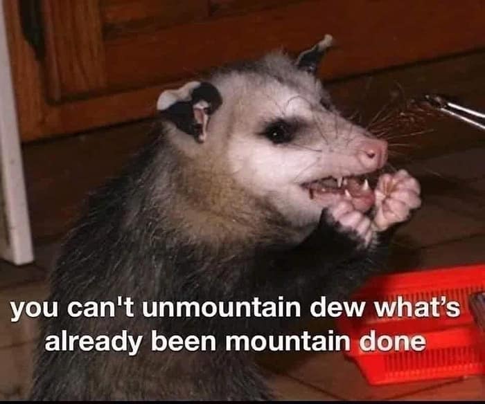 funny pics. you can't unmountain dew what's already been mountain done