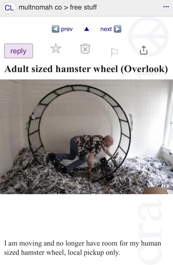 funny pics. Adult sized hamster wheel (Overlook)