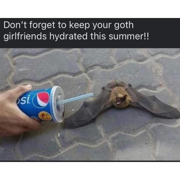 funny pics. Don't forget to keep your goth girlfriends hydrated this summer!!