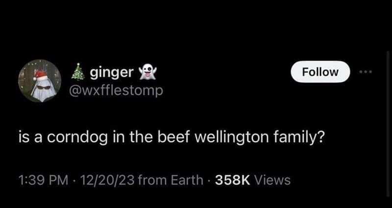 hotdog memes. is a corndog in the beef wellington family?