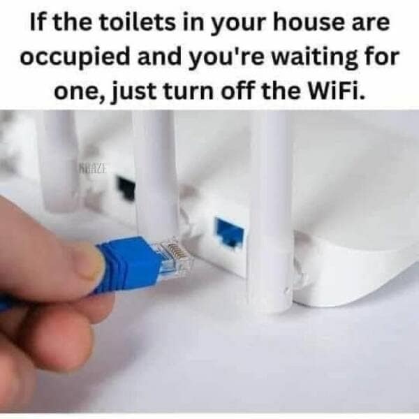 it memes. If the toilets in your house are occupied and you're waiting for one, just turn off the WiFi.