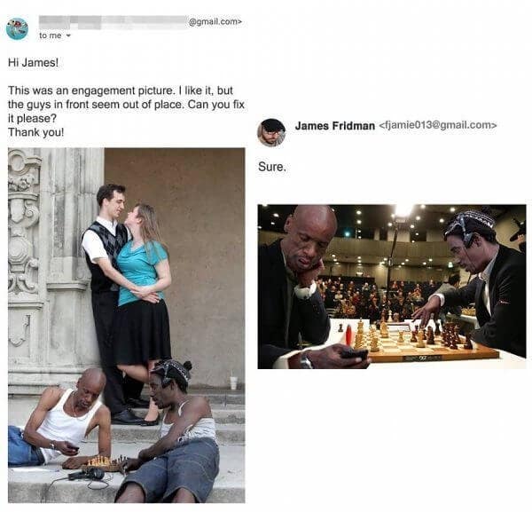 James Fridman, funny photo edits, Photoshop fails, internet humor, Photoshop jokes, hilarious photo edits, creative photo manipulations