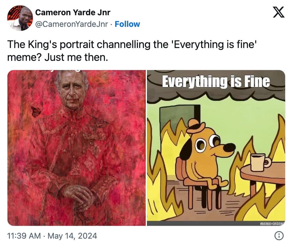 King charles portrait memes, king charles portrait, king charles, prince charles, prince charles portrait memes, king charles portrait reactions, king charles portrait tweets