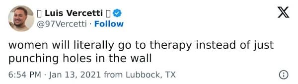 mental health memes. women will literally go to therapy instead of just punching holes in the wall