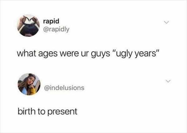 nihilist memes. what ages were ur guys "ugly years"