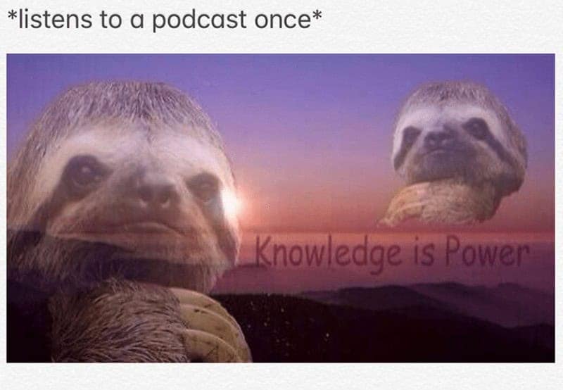 Podcast Memes. *listens to a podcast once* Knowledge is Power