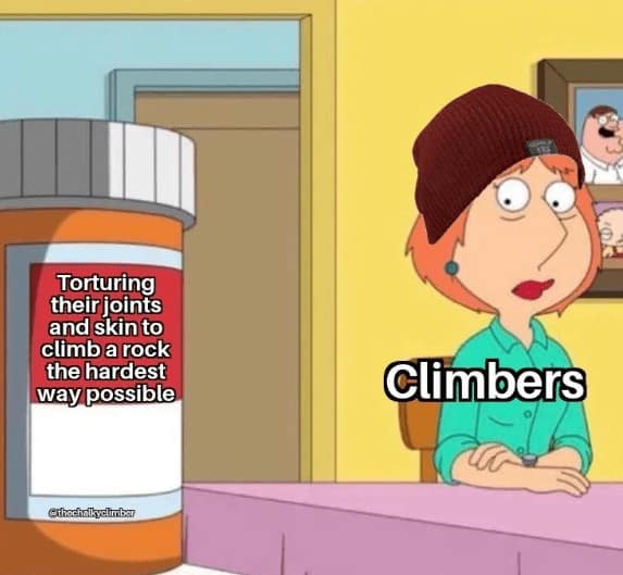 Torturing their joints and skin to climb a rock the hardest way possible ©thechnikyd imbar Climbers