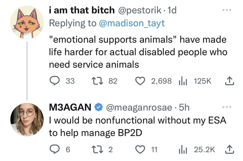 "emotional supports animals" have made life harder for actual disabled people who need service animals