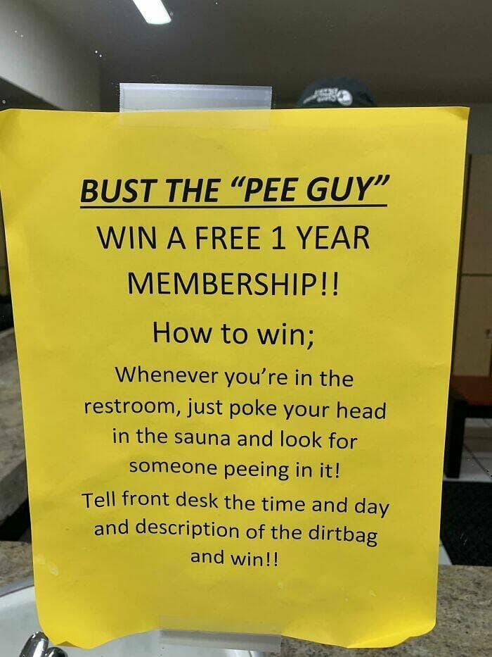 worst gyms. BUST THE "PEE GUY" WIN A FREE 1 YEAR MEMBERSHIP!!