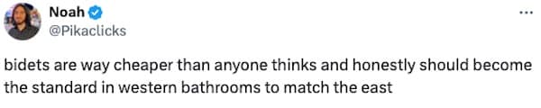 bidets are way cheaper than anyone thinks and honestly should become the standard in western bathrooms to match the east