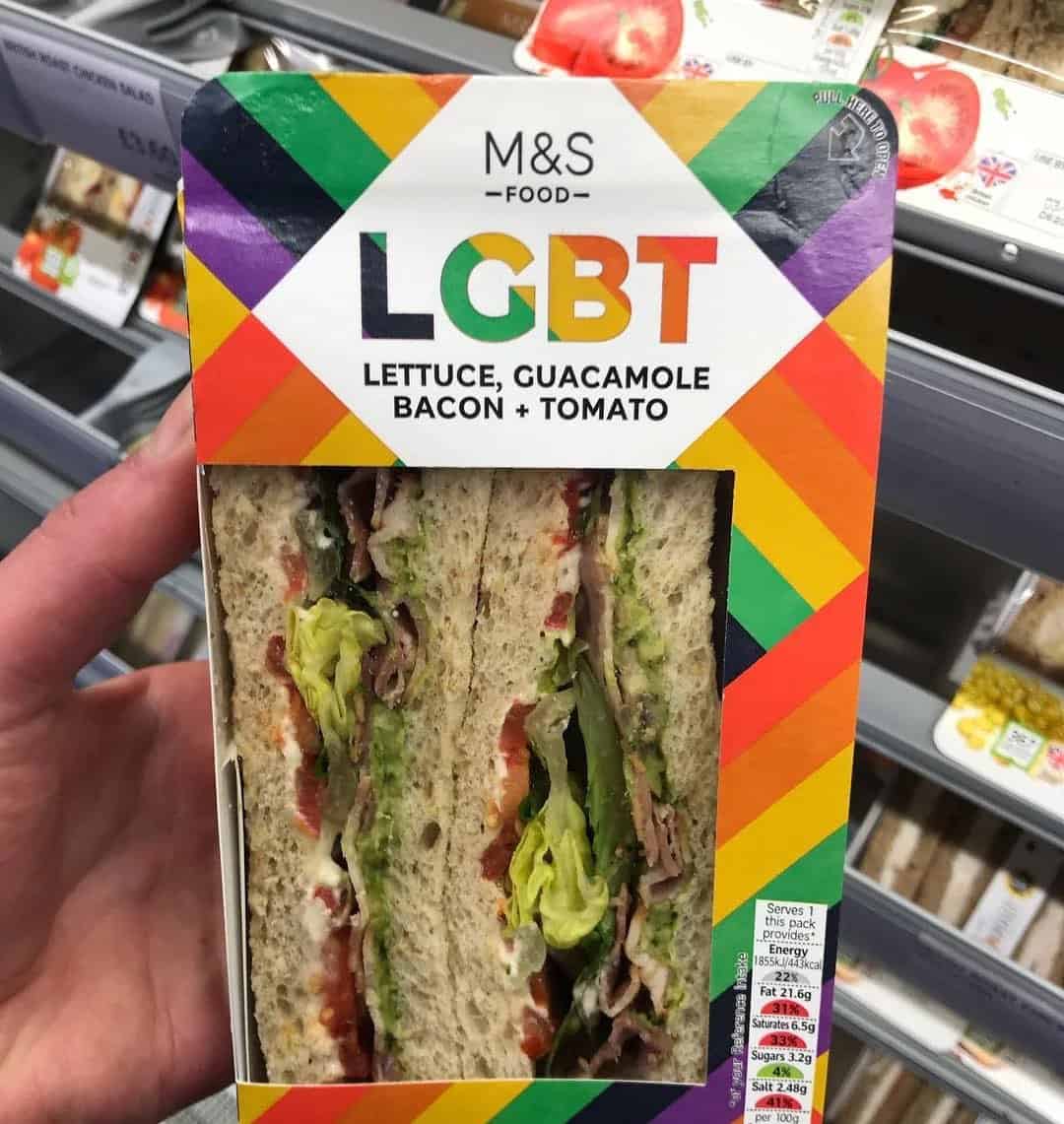 cursed food items. LGBT LETTUCE, GUACAMOLE BACON + TOMATO