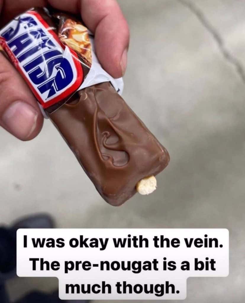 cursed food items. I was okay with the vein. The pre-nougat is a bit much though.