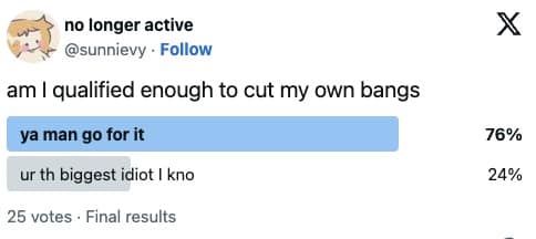 am I qualified enough to cut my own bangs ya man go for it ur th biggest idiot I kno