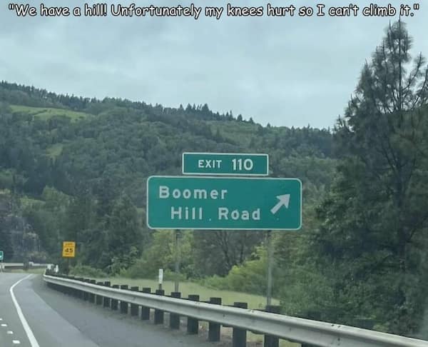 "We have a hill! Unfortunately my knees hurt so I cant climb it.