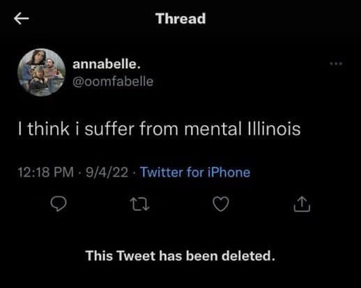 funniest deleted tweets. I think i suffer from mental Illinois