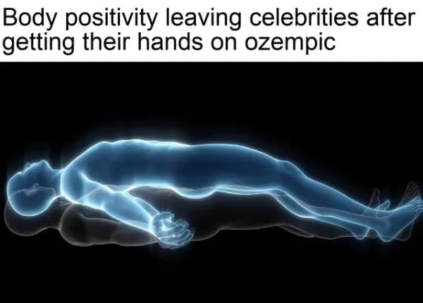 funny memes. Body positivity leaving celebrities after getting their hands on ozempic