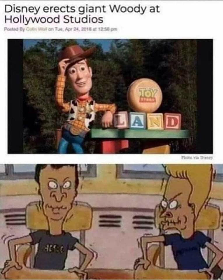 funny memes. Disney erects giant Woody at Hollywood Studios