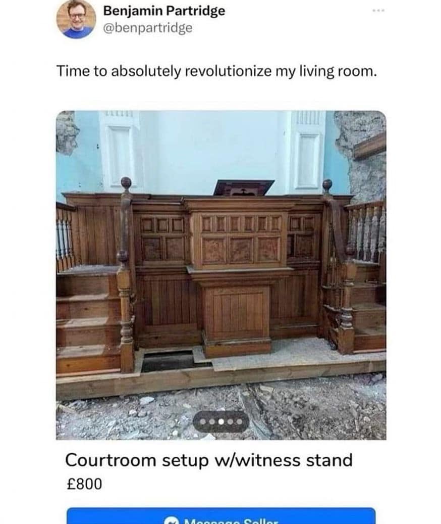 funny pics. Courtroom setup w/witness stand
