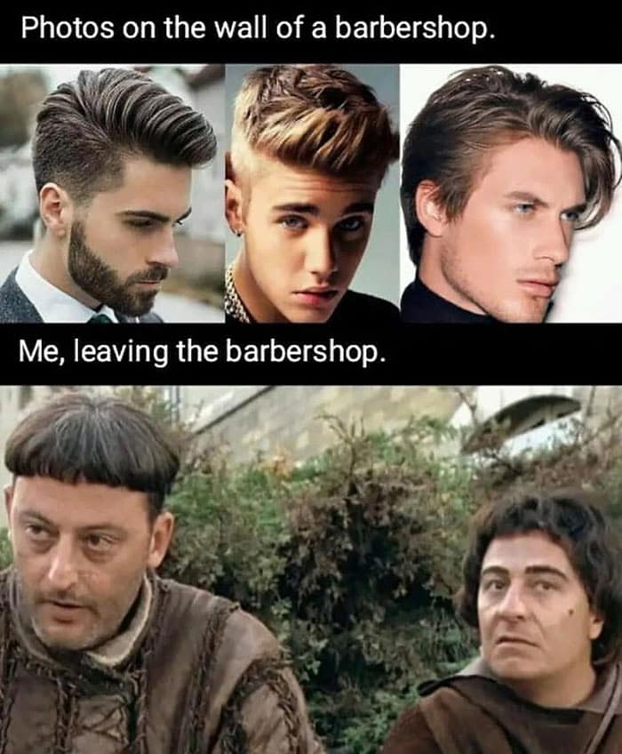 funny pics. Photos on the wall of a barbershop. Me, leaving the barbershop.