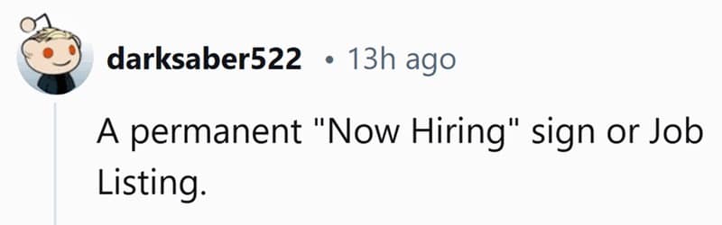 A permanent "Now Hiring" sign or Job Listing.