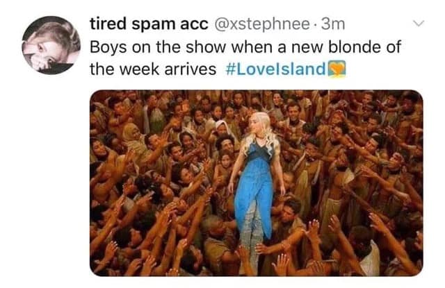 love island memes, trashy reality TV, dating shows