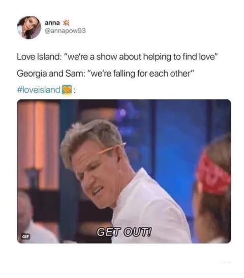 love island memes, trashy reality TV, dating shows