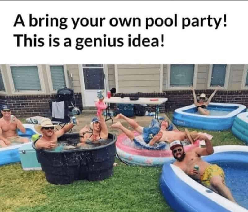marriage memes. A bring your own pool party! This is a genius idea!