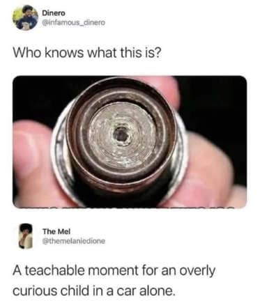 oddly specific posts. A teachable moment for an overly curious child in a car alone.